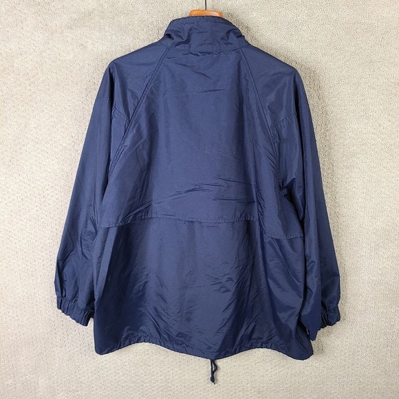 Vintage Izod Club‎ Jacket Mens Large Blue Nylon Half Zip Front Pocket Mock Neck - Picture 6 of 9
